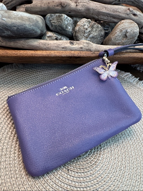 Coach Handbags - COACH Purple Leather Wristlet with unbranded Butterfly Charm